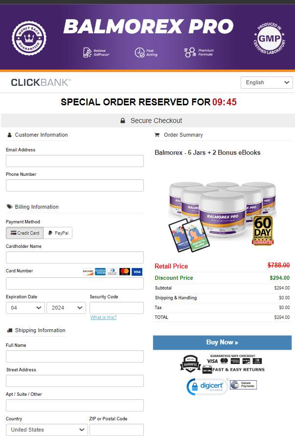 Balmorex Pro Official Website Secure Order Page